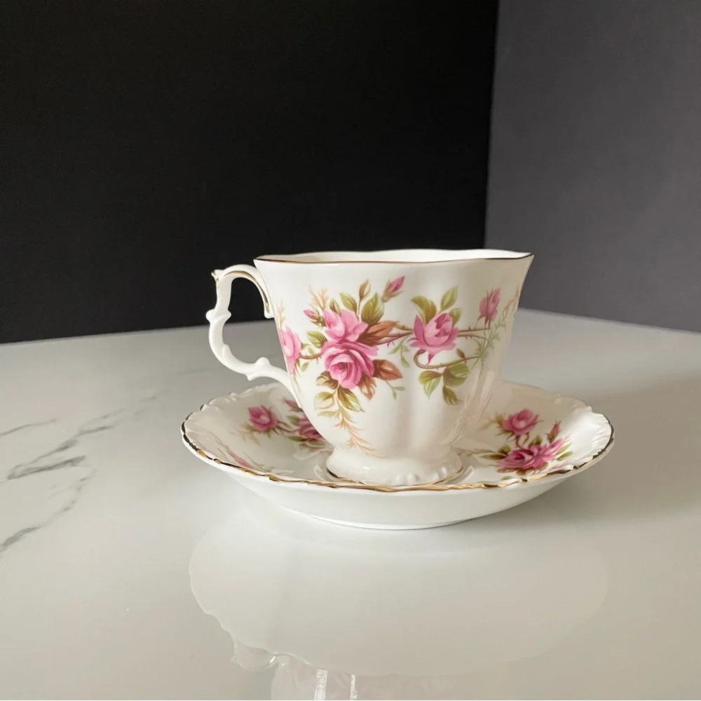 Romance Pink Roses Cup & Saucer by Royal Albert